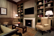 Interior view of custom living room design and fabrication part of our millwork services. 