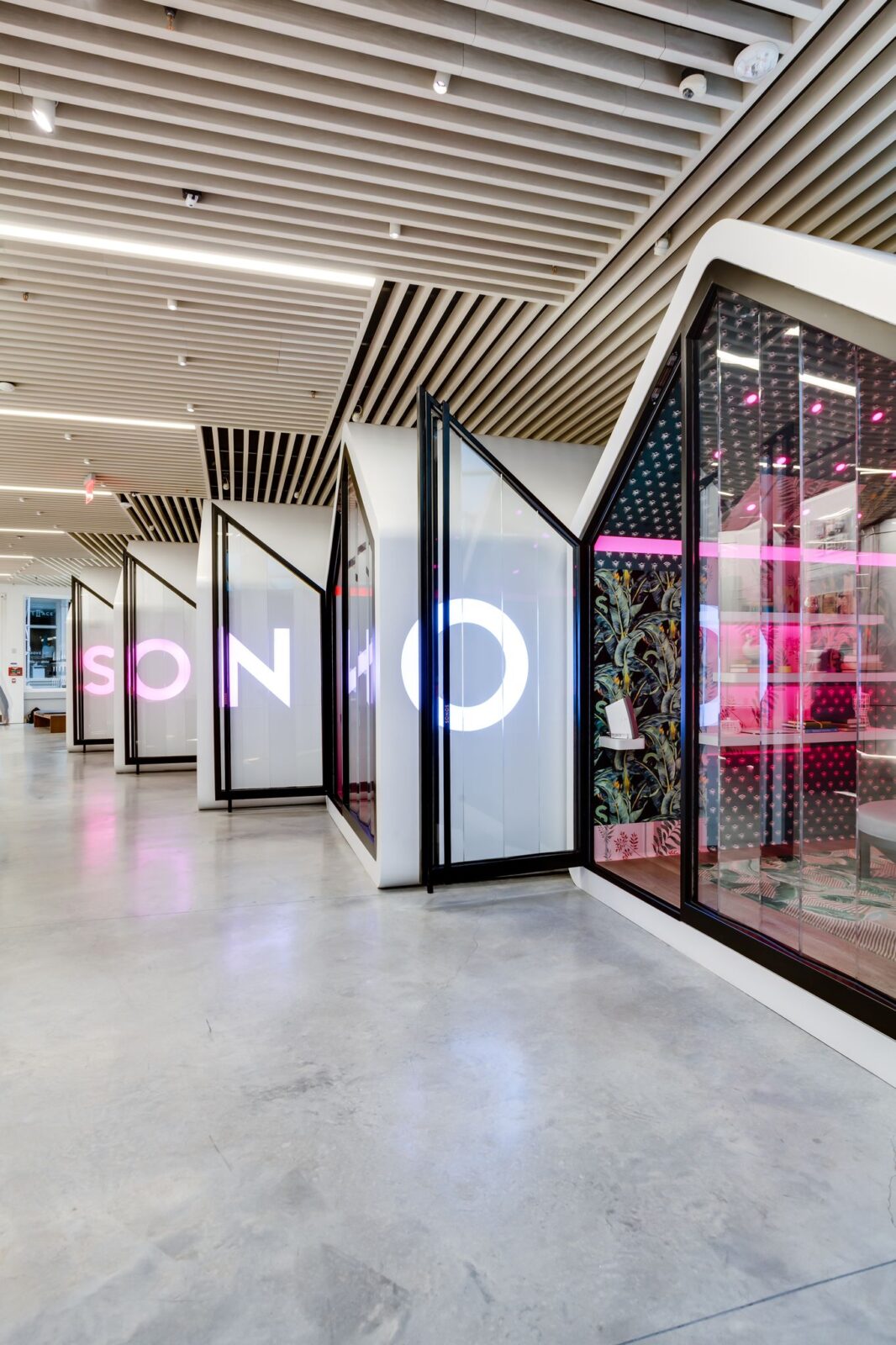 NY Sonos custom ash wood ceiling