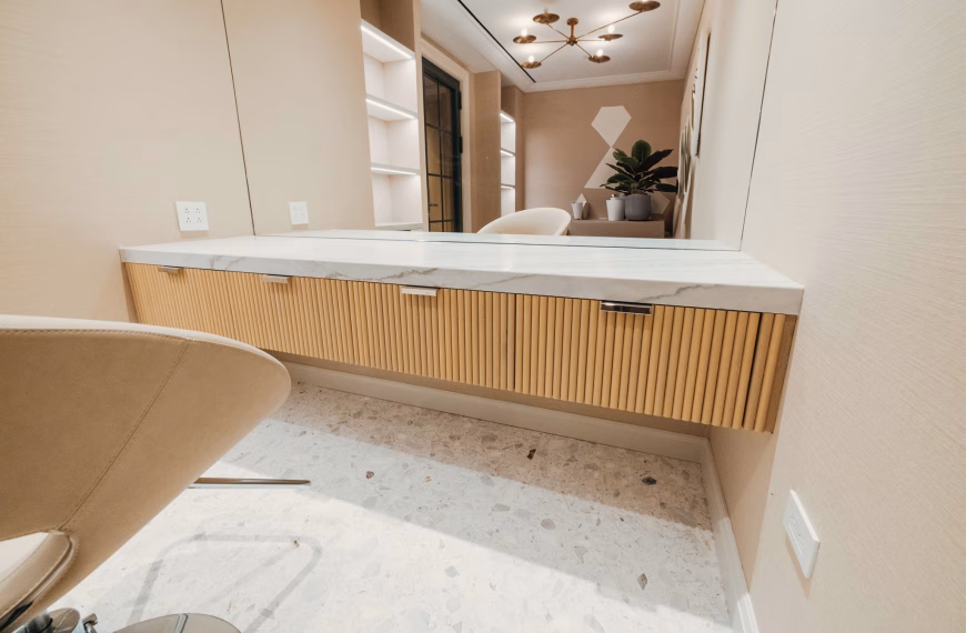 Serenity in Slats: Elevating NYC Spa Design with Custom Tambour Millwork